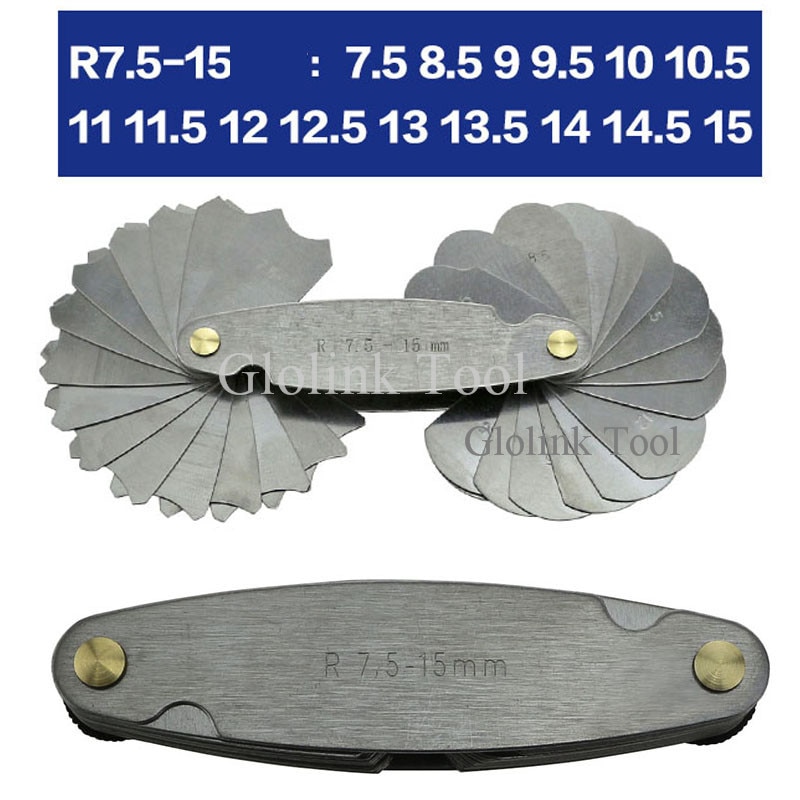 Radius Gage Gauge Fillet set R1-6.5/R7-14.5/R15-25/R26-80mm Concave Convex Arc End Internal External Gauges