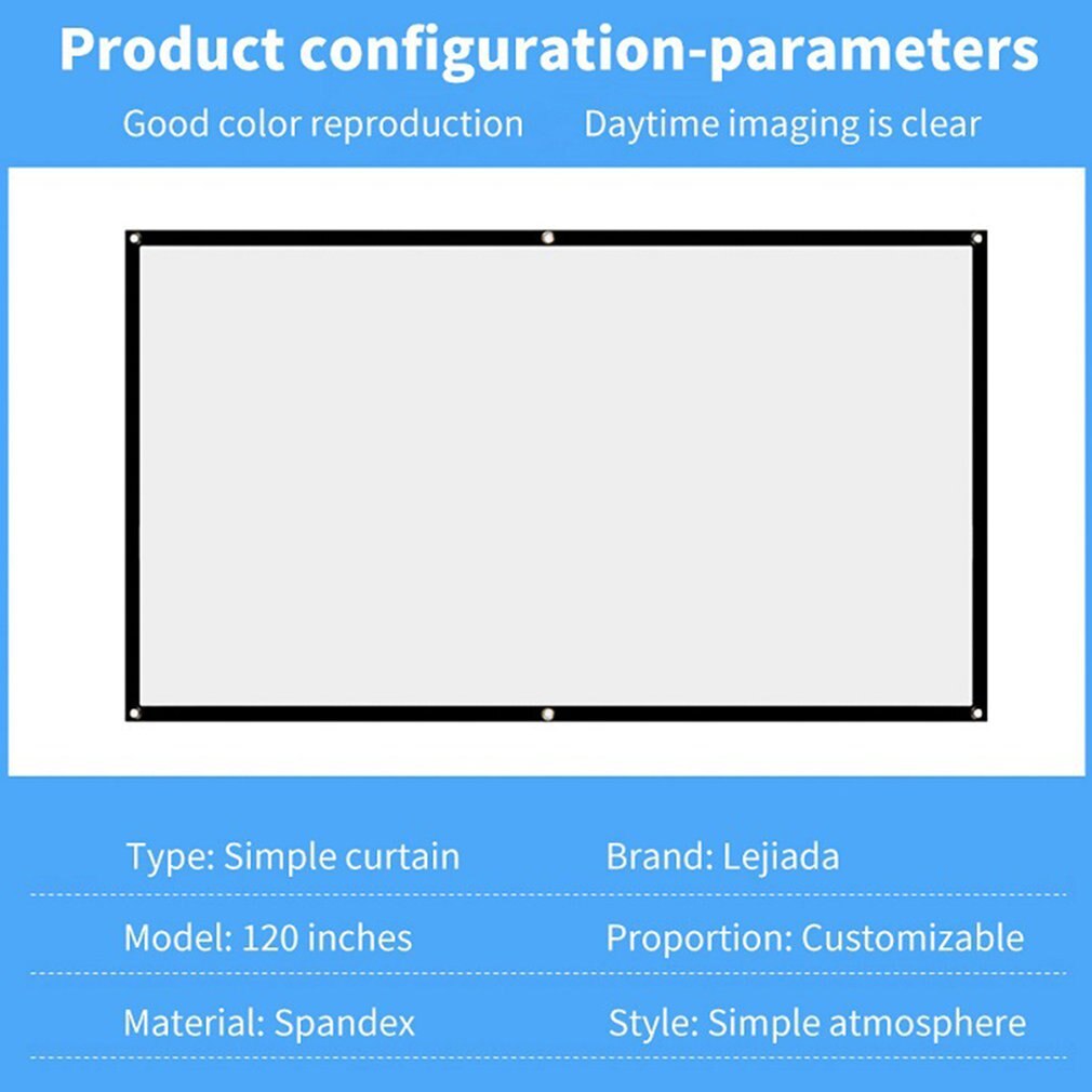 Led Projector Screen Portable 16:9 Polyester Outdoor Filmscherm Voor Reizen Home Theater Dlp Projector
