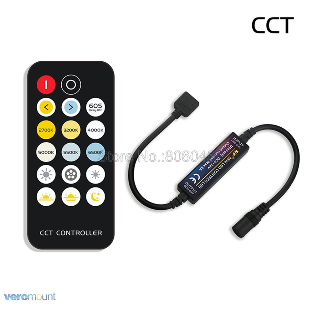 RF14 17 21 28 Key Mini Led Light Strip Controller Voor 5050 Dim Rgb Rgbw Rgbcct 4pin 5pin 6pin Led verlichting Tape Controller DC5-24V: Dual White