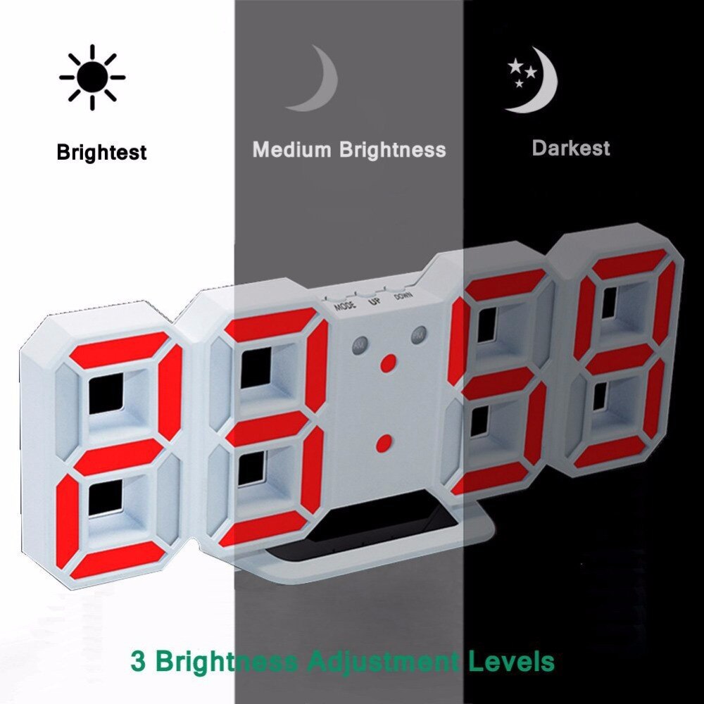 Modern 3D LED Digital Clock Table Clock Watches 24 or 12-Hour Display Alarm Snooze Alarm Clock For Home Room Decal