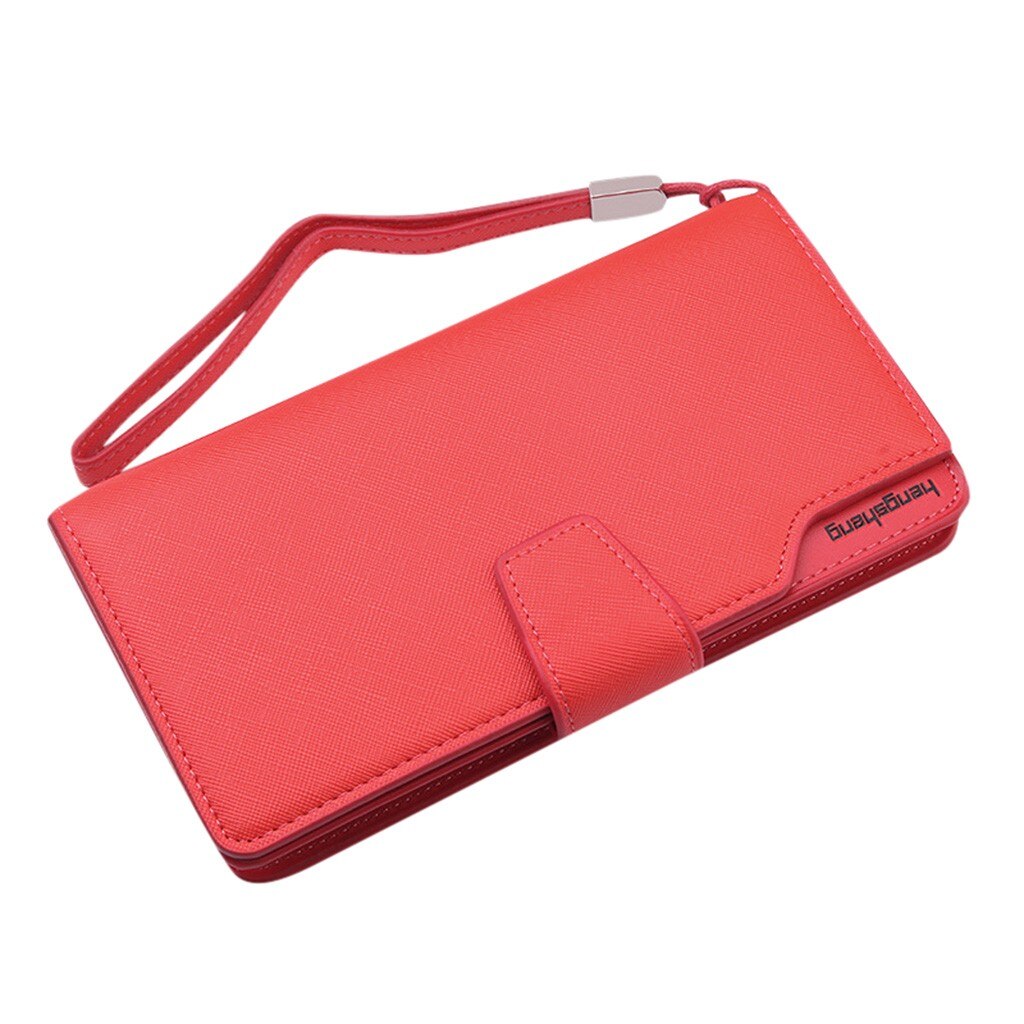 Women's Wallet Folds Casual Pure Color Large-capacity Clutch Soft Multi Wallet For Credit Cards Women #G2: Red