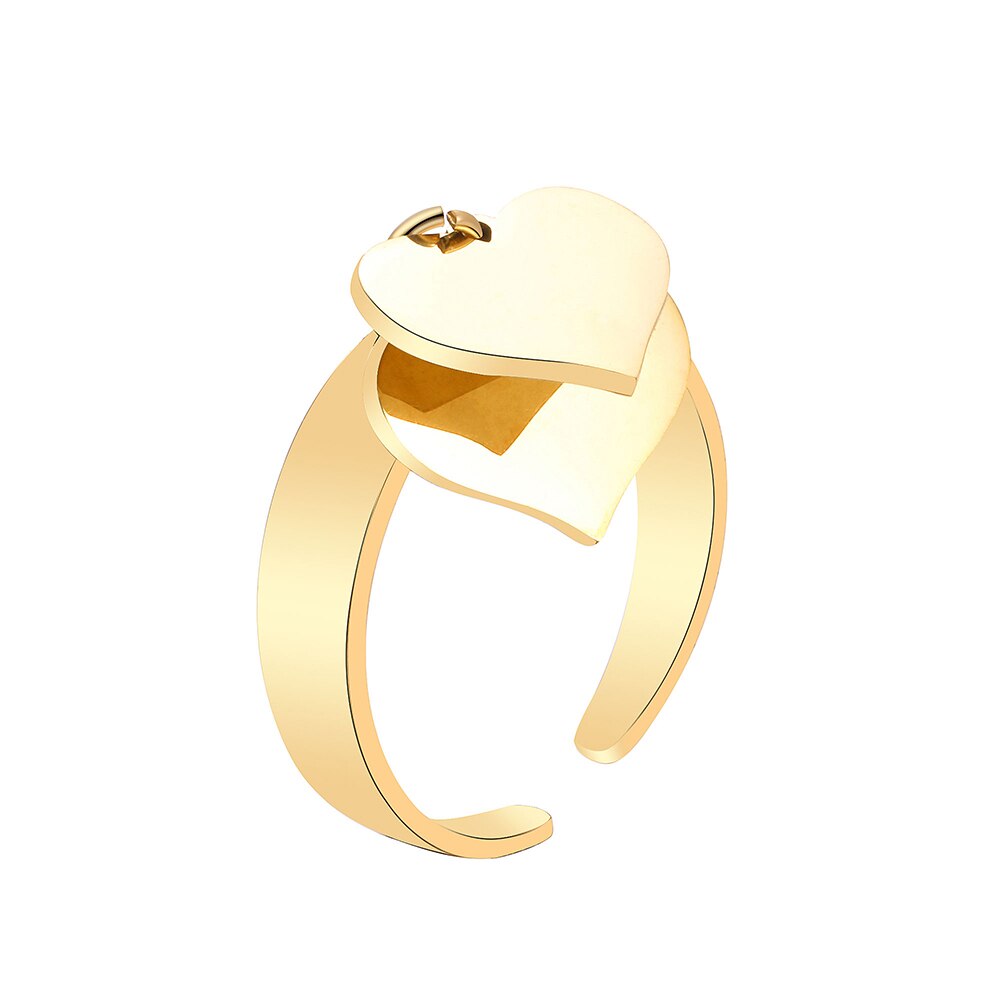 Nieuwkomers Dubbel Hart Liefde Rvs Ringen Goud Zilveren Bruiloft Engagement Charm Ringen Sieraden Party: Two Heart Gold