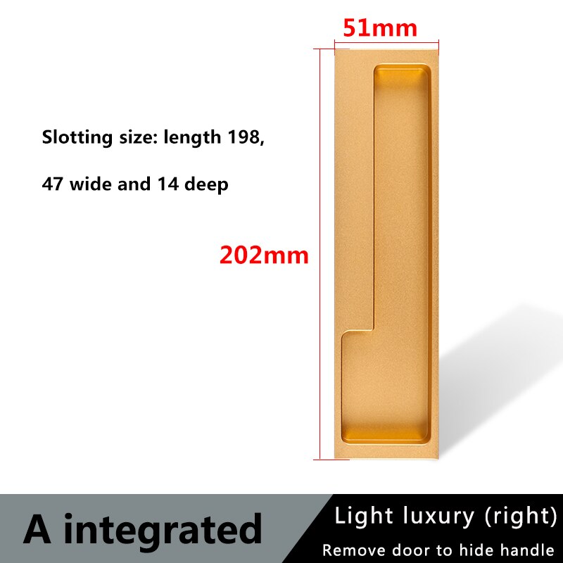 TOP KNORR – poignée de porte coulissante cachée, porte intérieure décorative intégrée, pour armoire, armoire, meuble de tiroir: golden  right