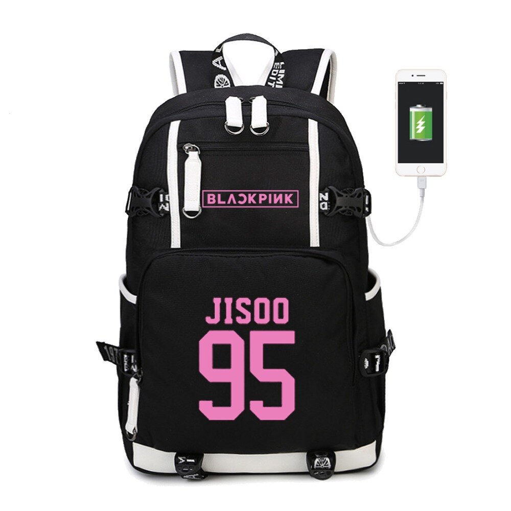 WISHOT KPOP, mochila coreana Blackpink Jennie Lis, mochila de hombro, bolsa de viaje para la escuela para adolescentes, bolsas casuales de carga USB para ordenador portátil