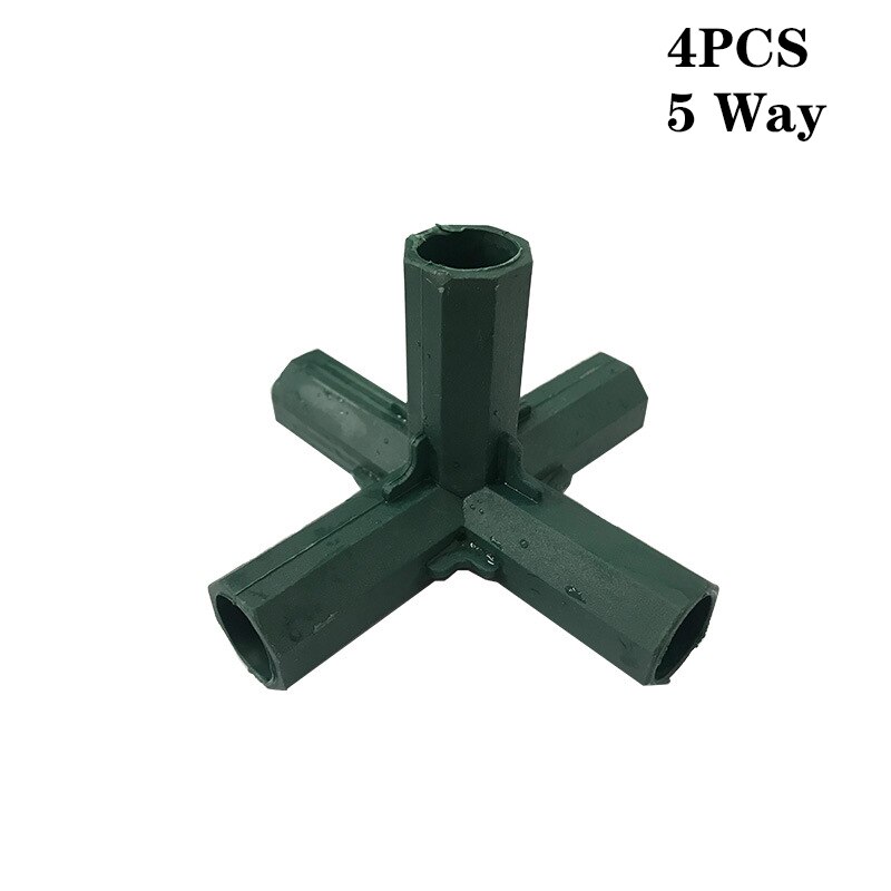4pcs 16mm Corner Connector Fencing Pipe Joint Supports Garden Framework 3 4 5 Ways Cages Awning Pole Greenhouse Plant Stakes: 5 Way