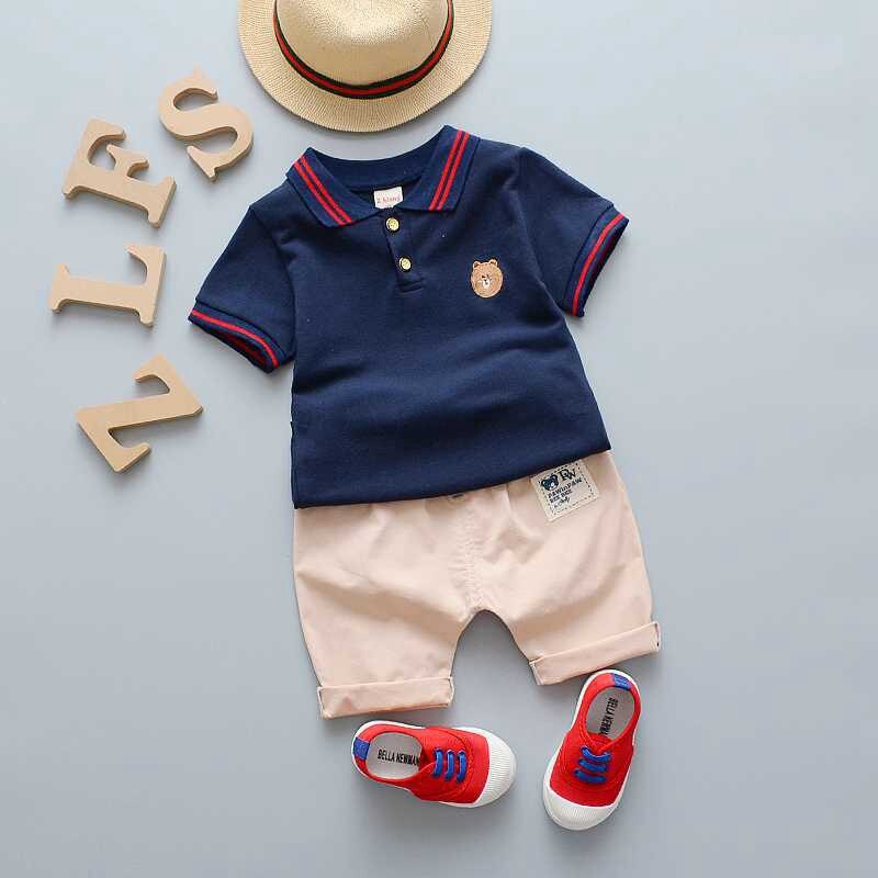 Zomer baby jongenskleding pakken heren stijl jongens kleding sets t-shirt + broek 2 stuks casual sportpakken peuter sets: Nl / S