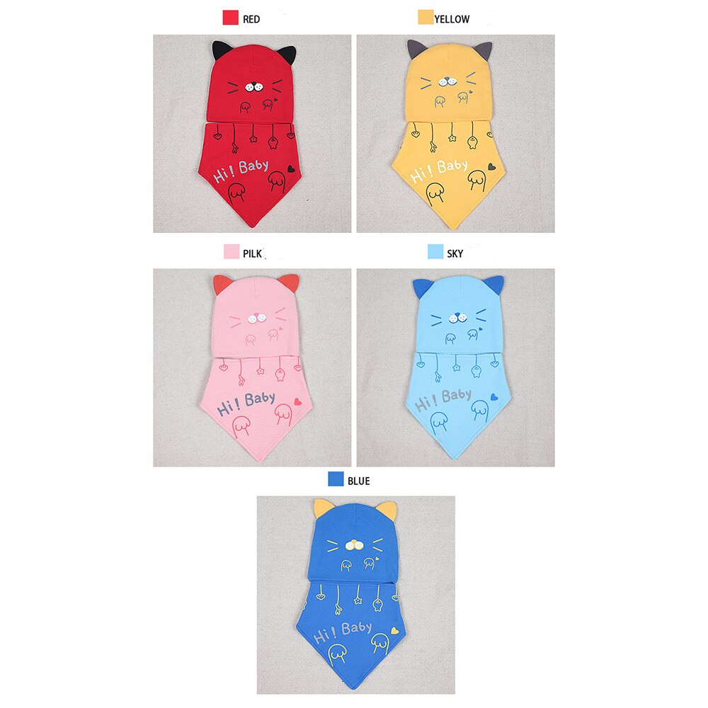 2 unids/set gorros de tejer de dibujos animados para niños Baberos para bebés niñas niños mantener el oído protectores funda gorro para la cabeza + Accesorios Para babero