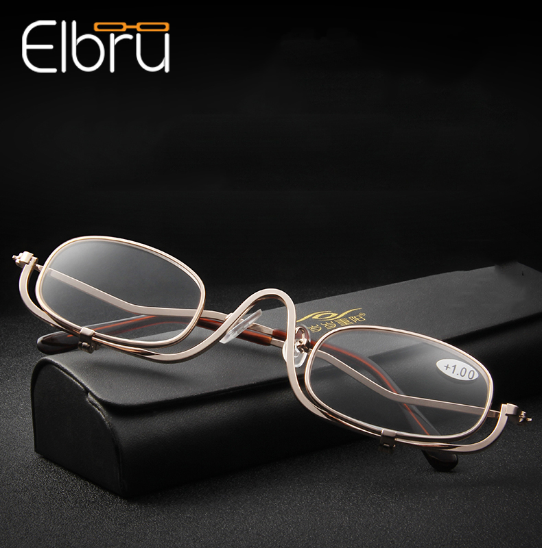 Elbru Opvouwbare Lens Metalen Frame Reading Glas Vrouwen Vergrootglas Make Verziend Leesbril + 1.0 + 1.5 + 2.0 + 2.5 + 3.0 + 3.5 + 4.0
