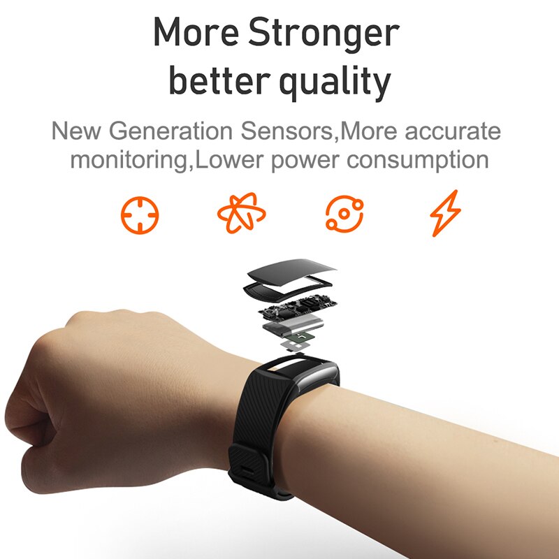 Armband Druk Meting Fitness Armband Activiteit Tracker Hartslagmeter Bloeddruk Tonometer Smart Polsband