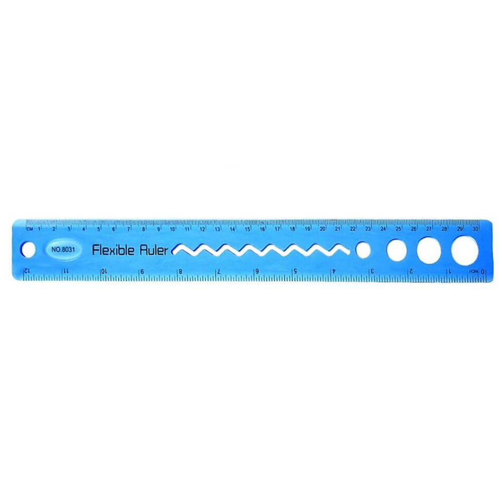 30cm Soft Flexible Ruler Multicolor Measure Straight Rulers Office School Supplies Stationery Students: Blue