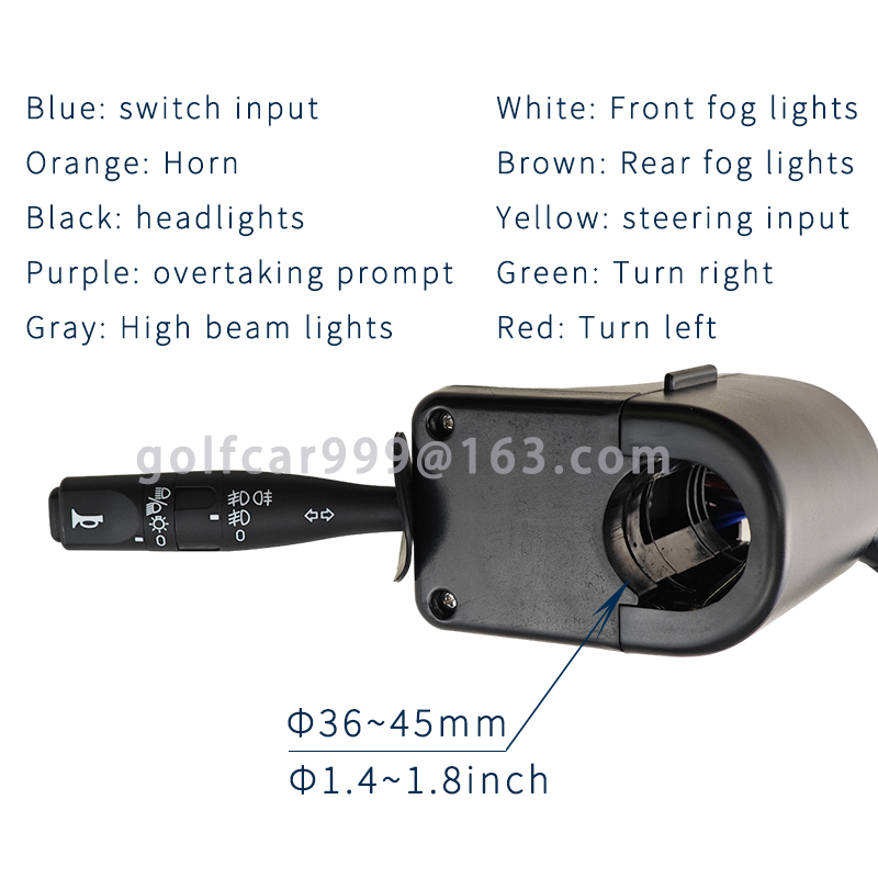 Electric golf cart combination switch, turn signal switch, horn, high and low light switch