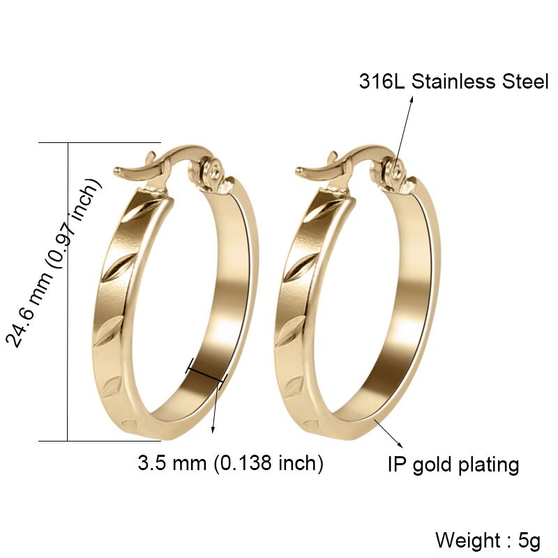 Brincos de ouro de aço inoxidável para mulheres hoop rock brincos na moda jóias goth acessórios: D1362 Gold