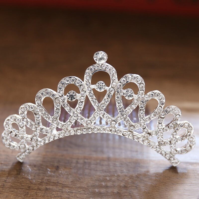 FORSEVEN Mini Silber Farbe Perle Strass Kristall Frauen Mädchen Prinzessin Diadem Hochzeit Haar Kamm Stil Tiara Krone Haar Schmuck: Style 12