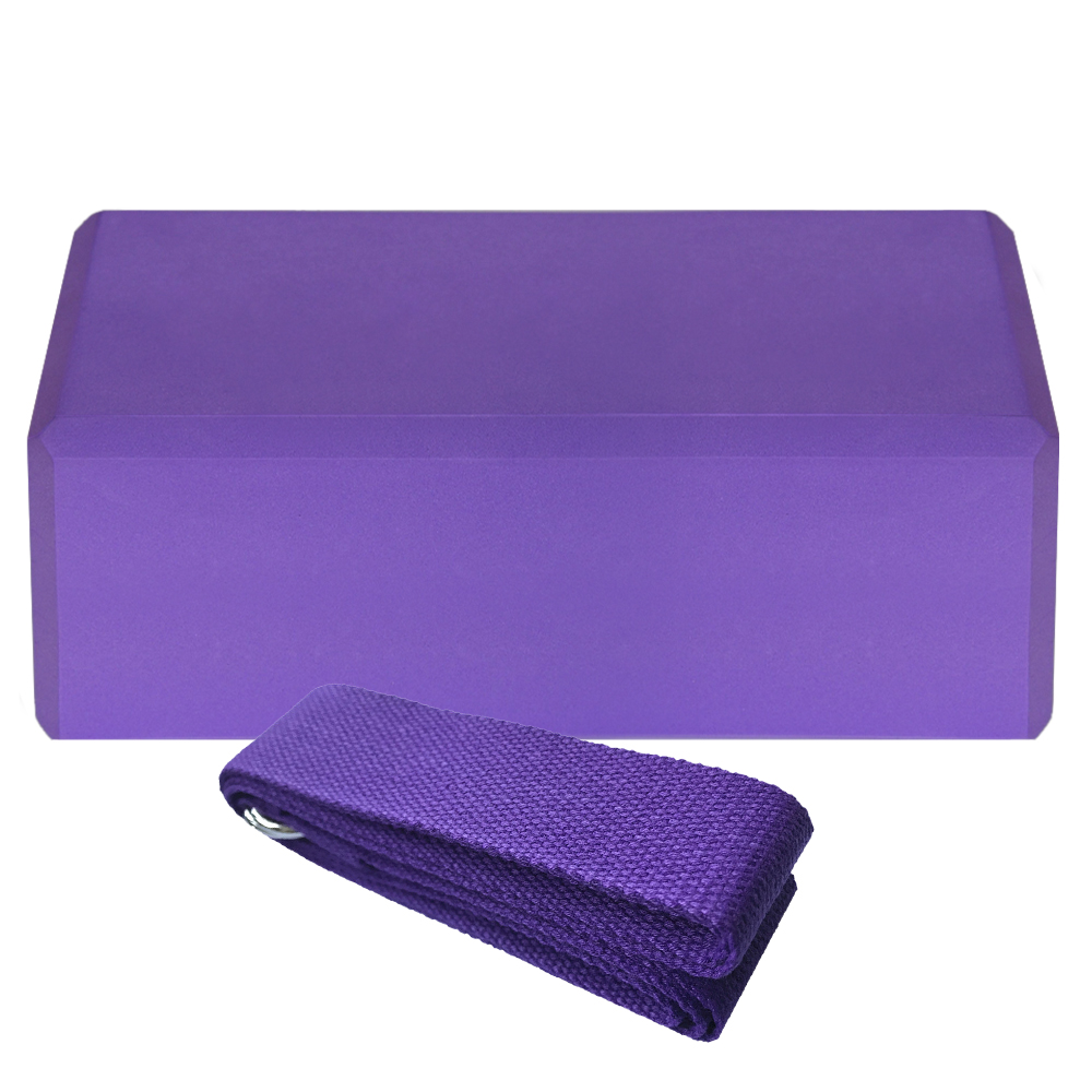 Lightweihgt Eco-friendly Yoga Block Cork Wood Yoga Brick Soft High Density Yoga Block to Support Poses Fitness Equipment: purple 1pcs