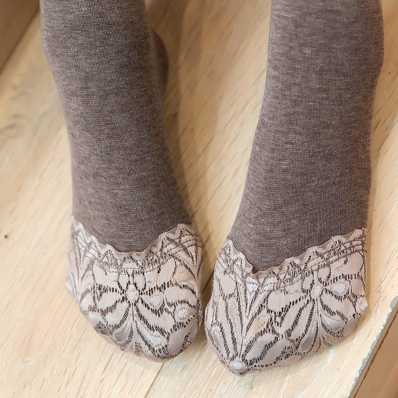 UG Winter Warm Pantyhose Lace Tights High Elastic Waist Cashmere Thick Stockings Tights Female Candy Color Striped Pantyhose