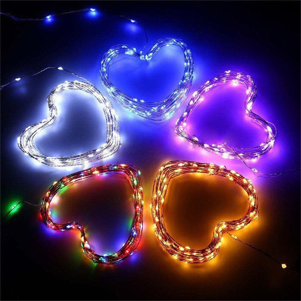 5m 50lights Outdoor Solar Powered Copper Wire Light String Fairy Party Decor