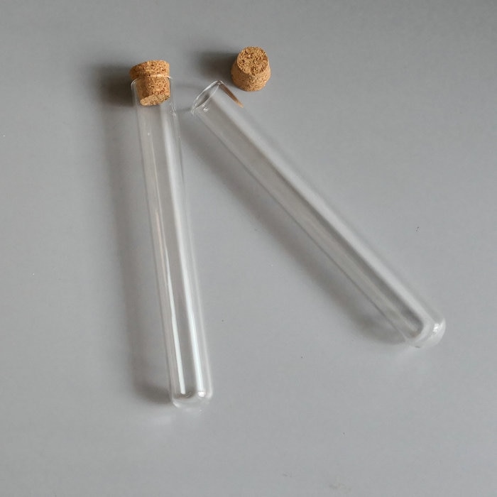 5 Pack Clear Glass Test Tubes With Cork Stoppers – Flat Bottom Lab Tubes