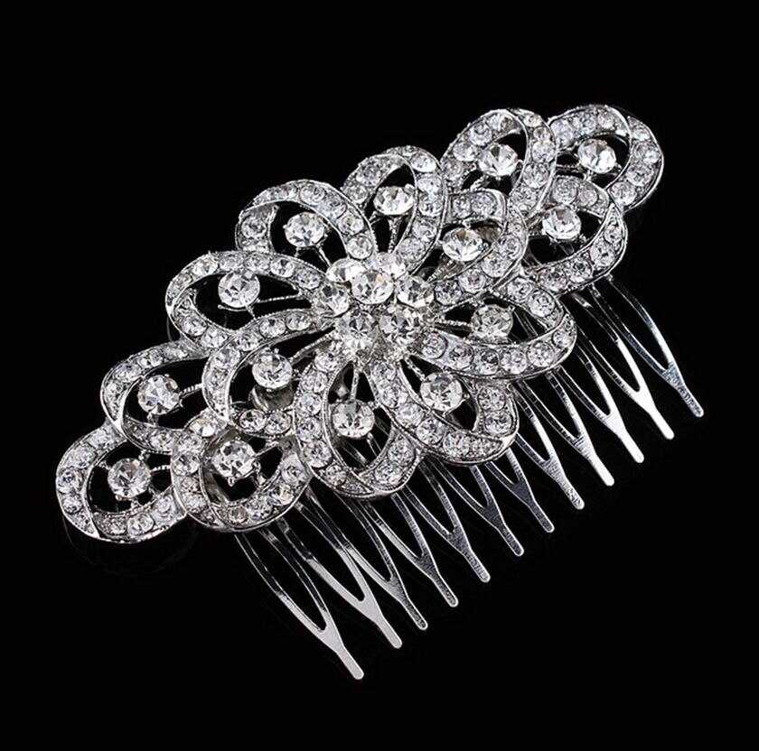 3.8 Inch Rhinestone Crystal Diamante Large Brooches Bridesmaid Jewelry Accessory: Comb