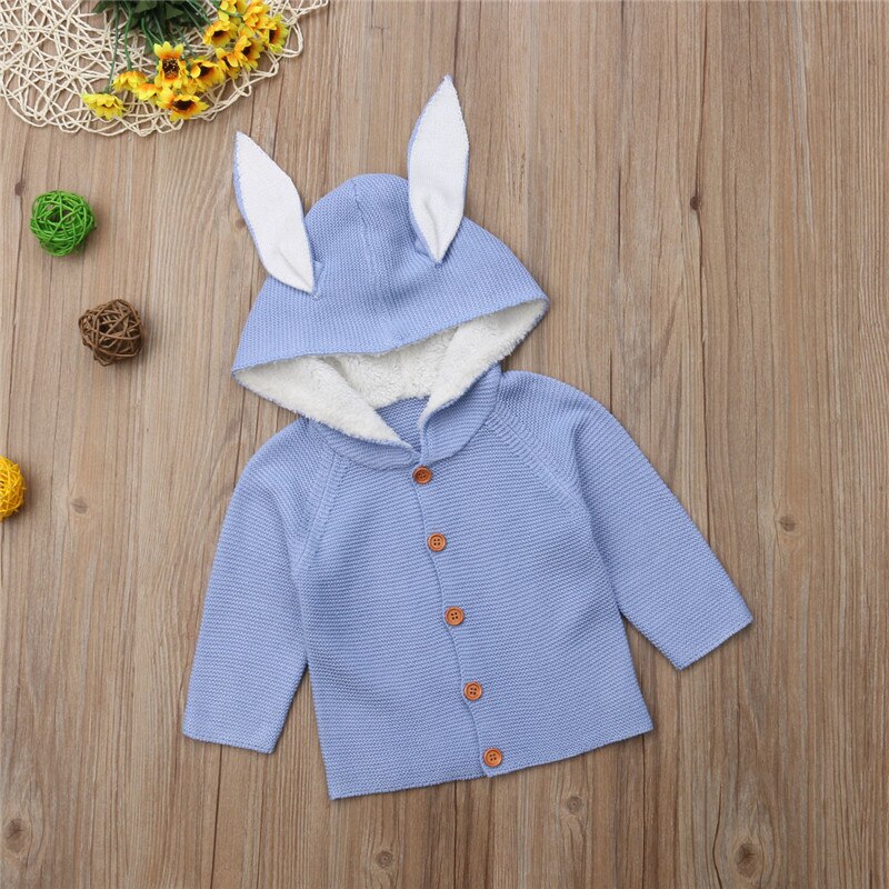 Neugeborenen Kleinkind Kinder Baby Mädchen Junge 3D Bunny Kleidung Gestrickte Pullover Mantel Oberbekleidung Kleidung Warme Weiche Baumwolle Kleidung