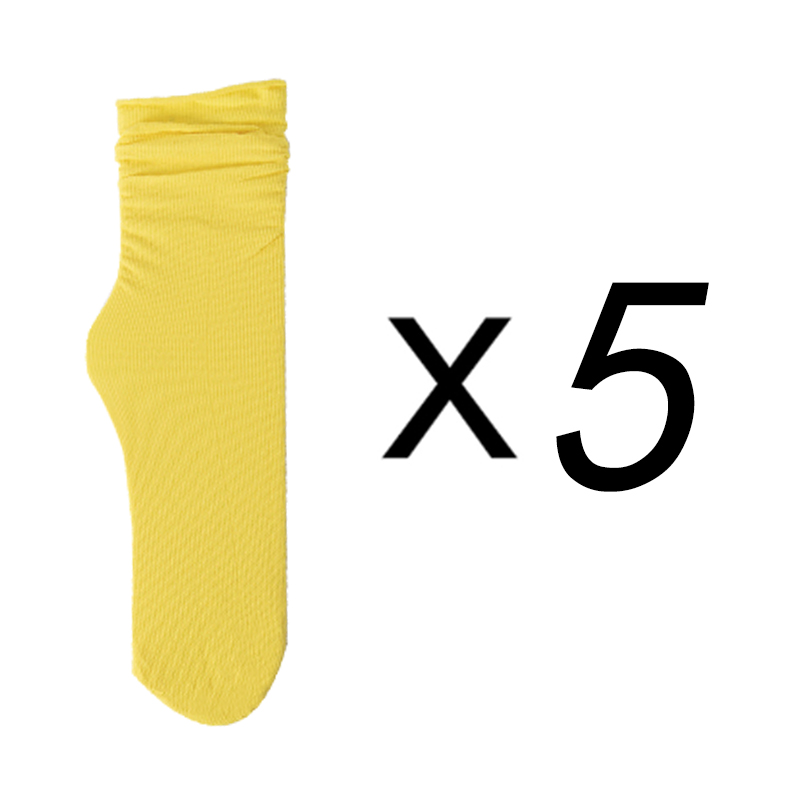 5 pares mulheres meias altas macias, velet soltas alças, meias fortes para meninas respiráveis meias masculinas um tamanho unissex: yellow