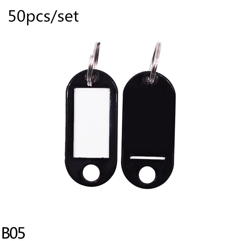 Porte-clés en plastique coloré, étiquette numérotée, étiquette de bagage, étiquette de nom avec anneau fendu, 50 pièces/lot: B05