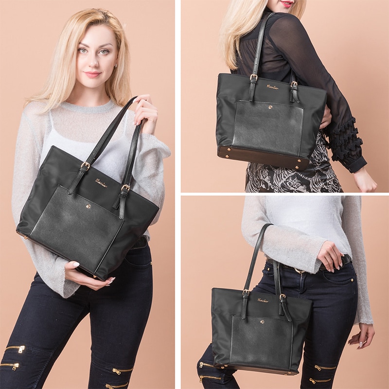 Más real de las mujeres, bolso grande bolso Oxford bolso de hombro femenino para las mujeres con bolsillos mujeres carteras Negro Azul