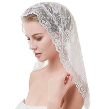 Frauen Kurze Hochzeit Schleier Zart häkeln Blumen- Spitze Jacquard überbacken trimmen Braut Schleier Gesicht Abdeckung Kein Kamm