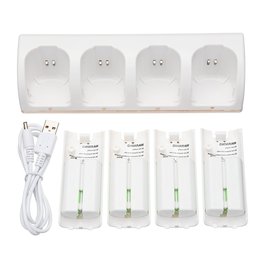 1 Set 4 Slots Adapter for Rechargeable Batteries White