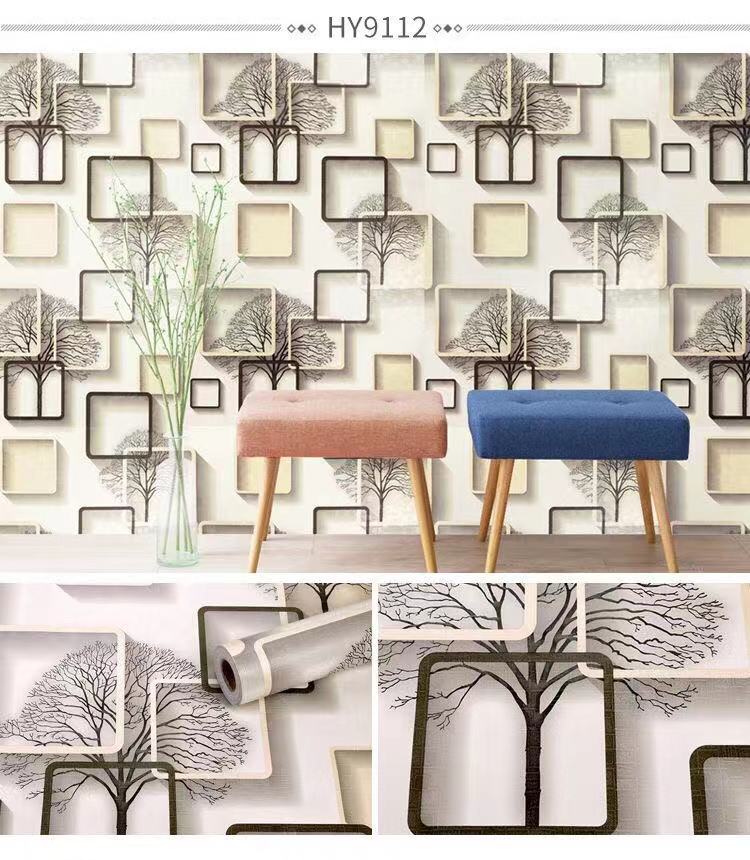 Papel tapiz de vinilo de PVC lavable estilo mediterráneo, para decoración del hogar, Adhesivo de pared de fondo TV, barato: HY9112