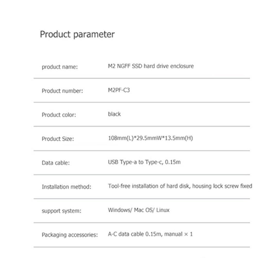 Orico M2PF-C3 Type-C M.2 Ngff/Nvme State Drive Behuizing Case 2230/2242/2260/2280 Doos Externe 5Gbps USB3.1 Ssd O4Y2