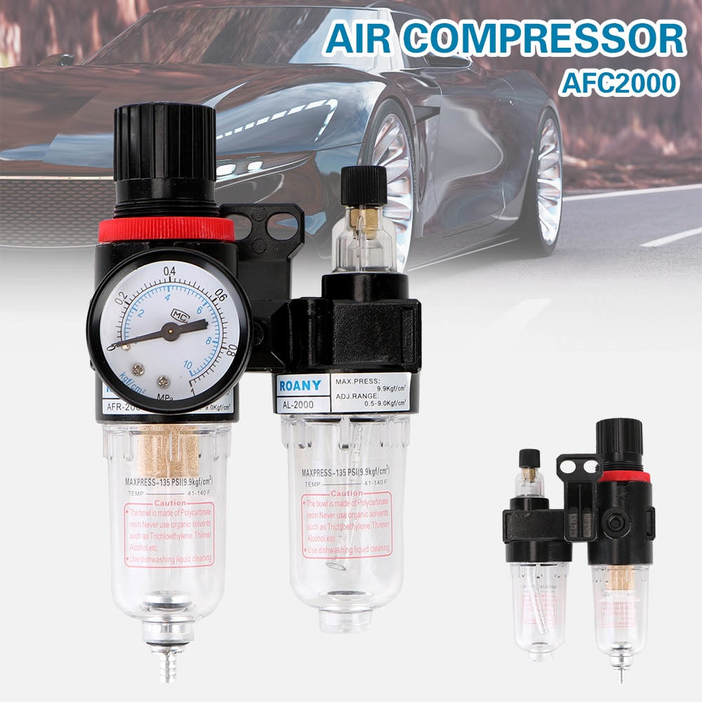 Compresseur d'air avec séparateur de compteur d'huile et d'eau, unité de traitement de l'air AFR 2000 + AL 2000 G1/4 "AFC 2000