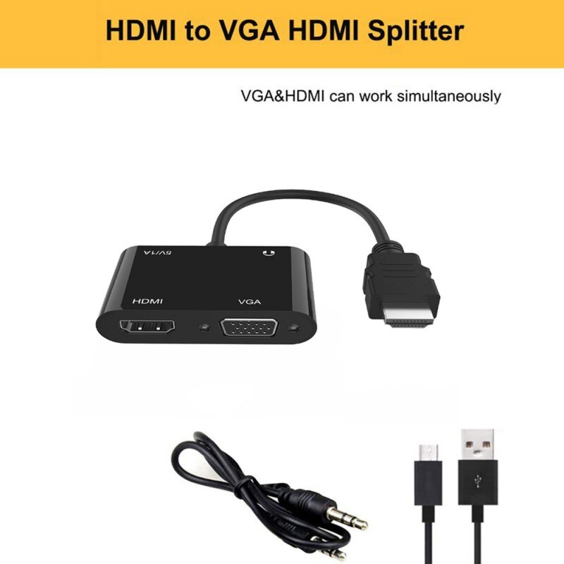 1080P Hdmi Naar Vga Hdmi Converter Splitter Kabel Adapter Met Audio Hdmi & Vga Out Tegelijk Voor PS4 Apple tv Pc Laptop