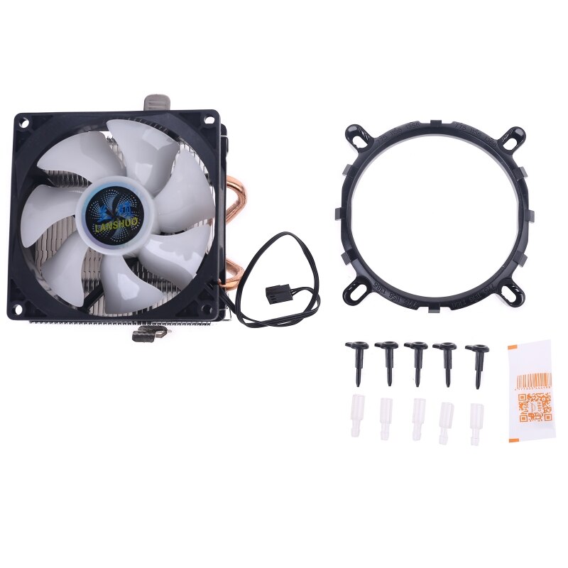 Silent CPU Cooler LGA/115X/775 3 Pin PC Cooling Radiator 2 Copper Tubes 5 Colors LED Cooling Fan U1JE: Default Title