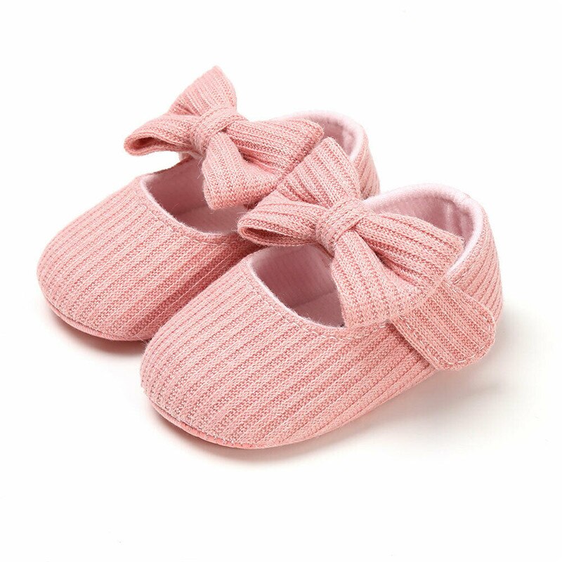 Emmababy schattige babyslofjes peuter baby jongen meisje gebreide wieg casual schoenen schattige strik antislip prewalker babyslofjes: Roze / 13