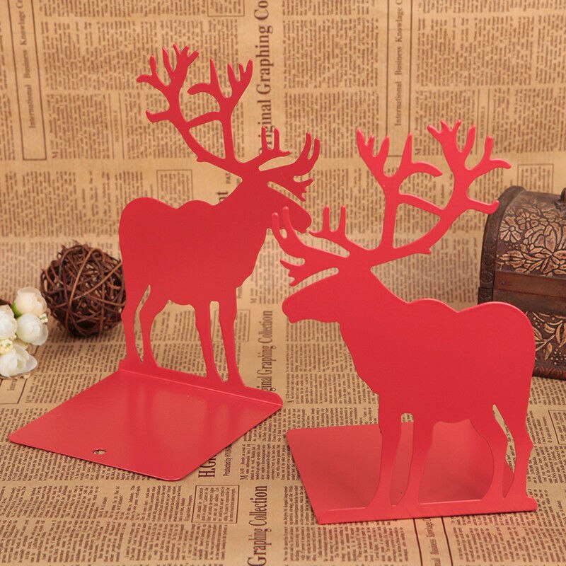 2 Pcs/Set Cute Giraffe and Elephant Book Stand Cartoon Metal Bookend Reading Book Holder Shelf: I