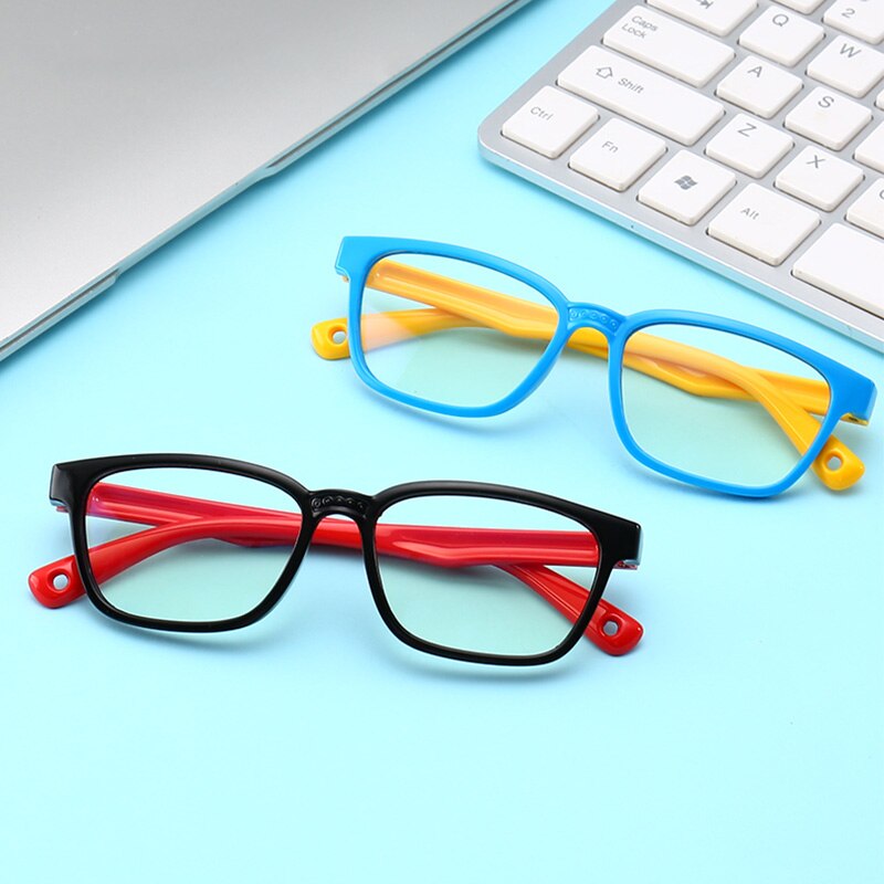 Kinderen Optische Glazen Flexibele Buigbare Een Stuk Veilig Brillen Meisjes Jongens Vlakte Spiegel Anti-Blauw Licht Siliconen Bril