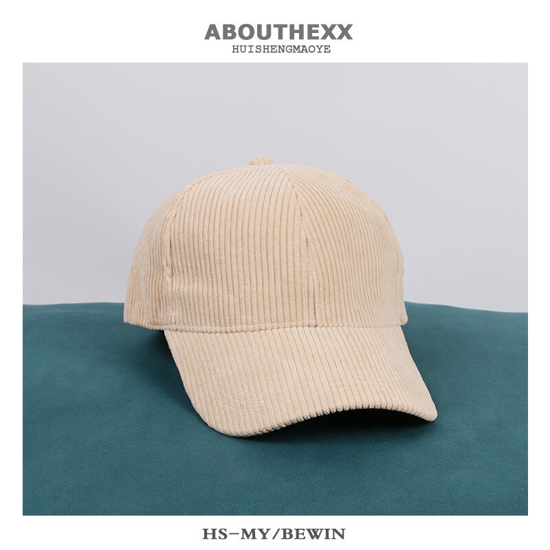 Damen-baseballkappe aus cord für herbst/winter, koreanische version der wild caps lovers, lässiger outdoor-hut mit gebogener krempe, #39: Beige