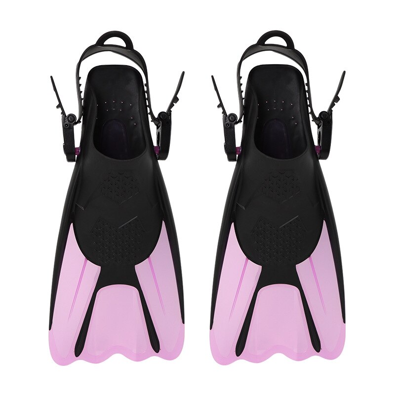 Adjustable Swim Flippers Snorkeling Silicone Adult Flexible Comfort Open Short fins For Training Diving Equipment: Pink / S