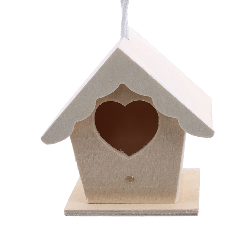 Jaula de madera para pájaros para jardín, casa Decoración Para balcón, jaula de loro para pájaros, montado en la pared, bricolaje, casa de pájaros, gaiola, 1 ud.: Heart shape