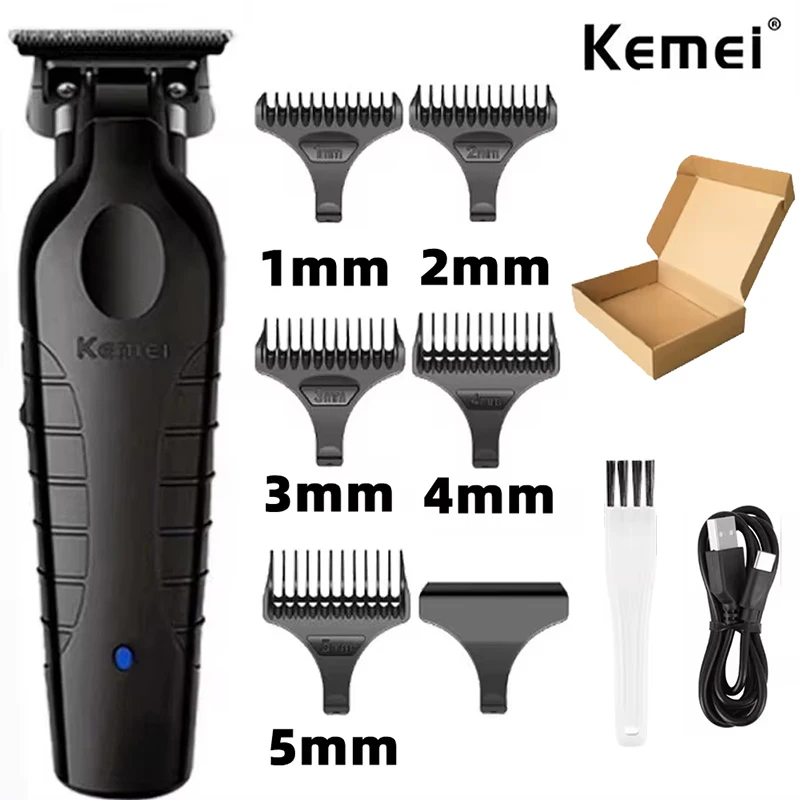 Kemei km -2299 barber trådløs hårtrimmer 0mm nul-gabbet udskæringsklipper detailer elektrisk finish-skæremaskine: Grøn