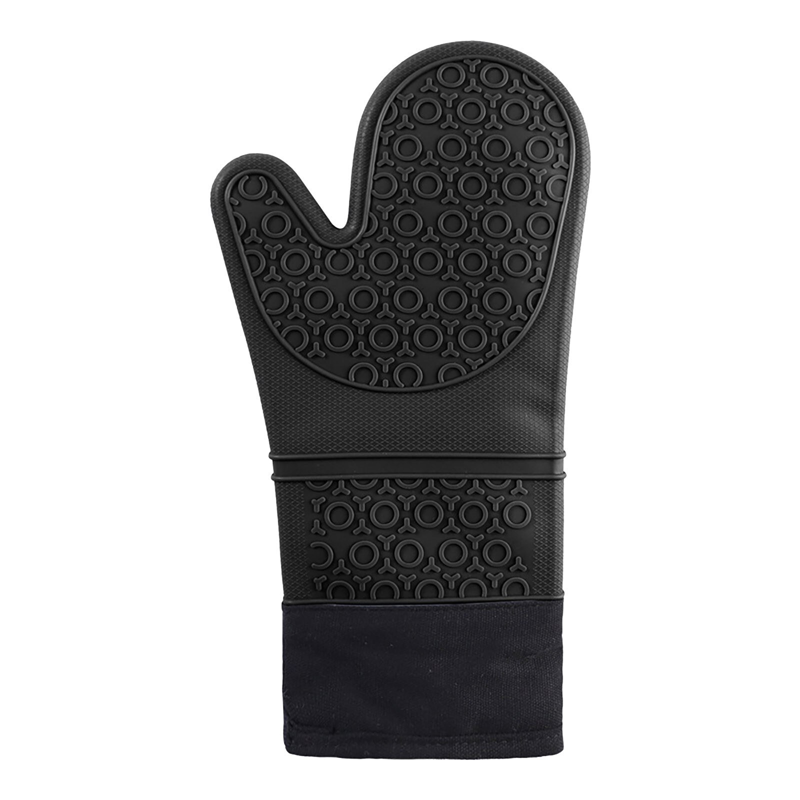 Antislip Siliconen Ovenwant Waterdichte Hittebestendige Keuken Handschoenen Lange Katoenen Bbq Oven Handschoenen Voor Barbecue Koken Bakken: Black