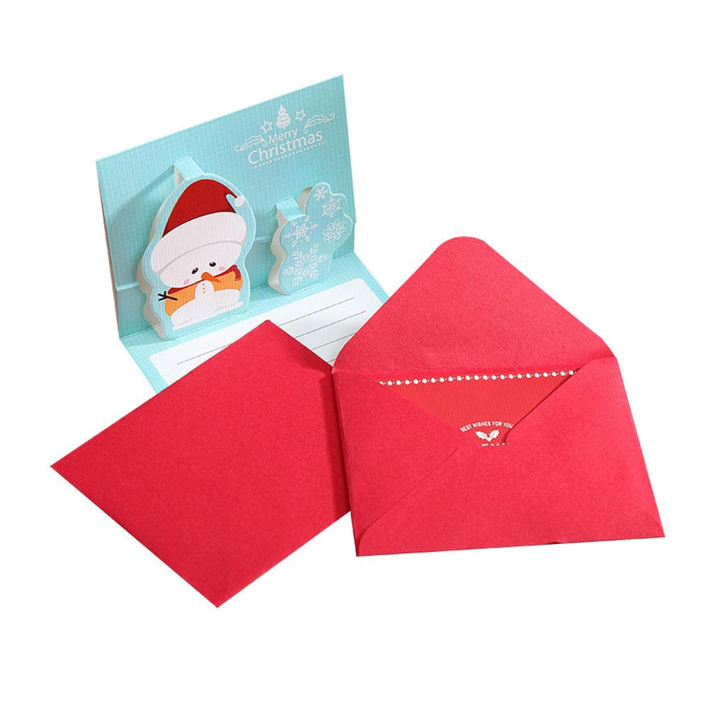 Joyeux noël bonhomme de neige cartes de bénédiction 3D dessin animé enfants Mini belle bonne année carte de voeux avec enveloppe carte postale