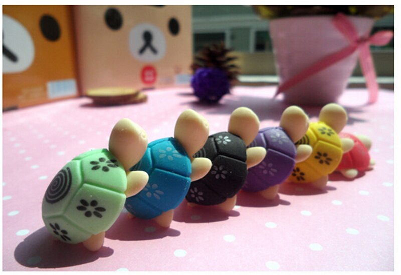 10 PCS Turtle Shaped Pencil Eraser For Kids Students Rubber Erasers Cleansing Stationery Product Children Office School Supplies
