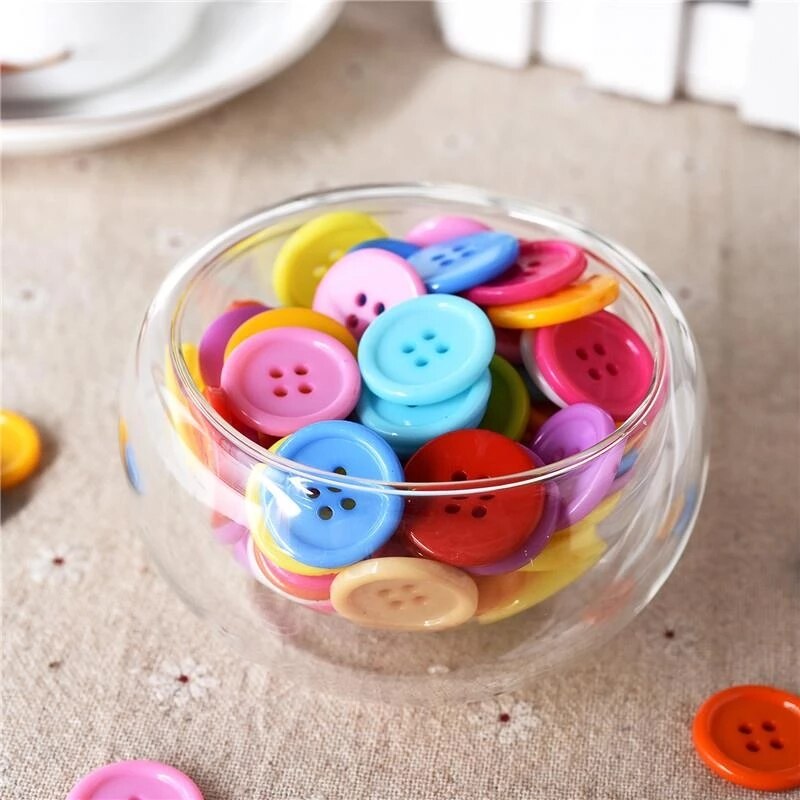 Boutons en plastique, 50/100 pièces, 9/11/15/20/25/30mm, couleur mixte, 4 trous en plastique, artisanat, couture de vêtements pour enfants, Notions de couture