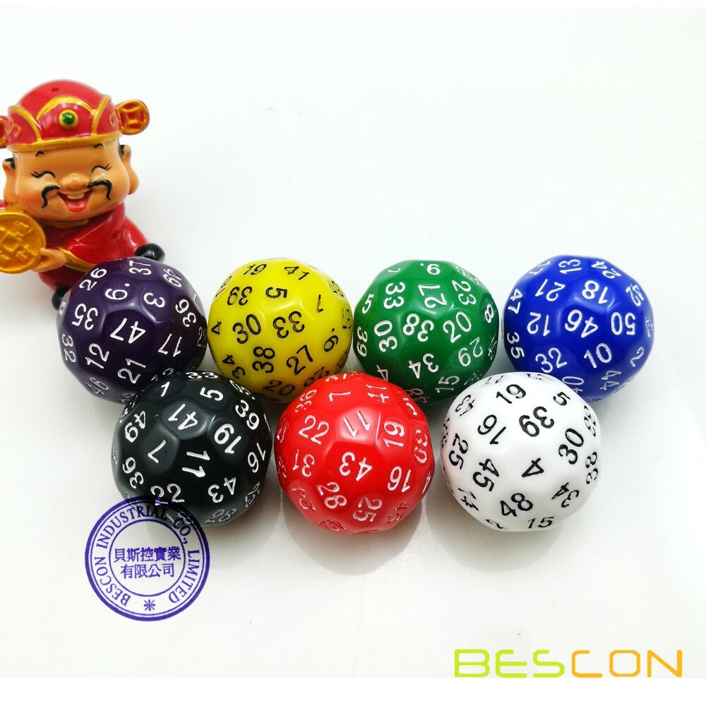 Bescon Polyhedral Dice 50-sided Gaming Dice, D50 die, D50 dice, 50 Sides Dice, 50 Sided Cube of Purple Color