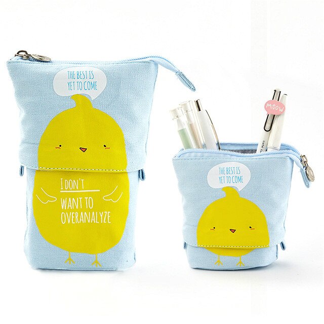 Pen Pencil Bag Case Cartoon Cute Cat Bear Sheep Canvas Fold Standing Holder Stationery Organizer Kids: 358