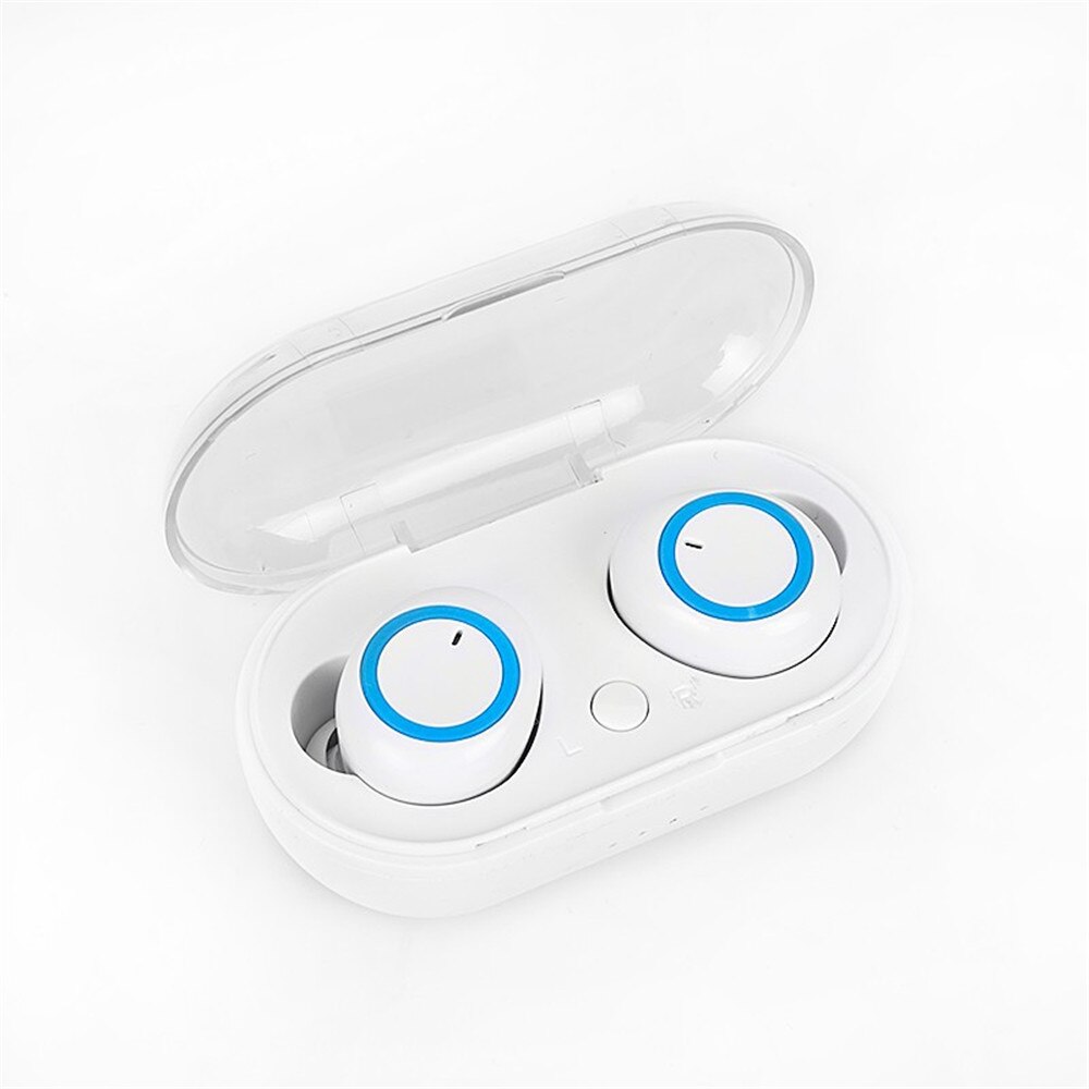 Stereo tws bluetooth 5.0 øretelefon håndfri bilsæt trådløs aktiv støjreduktion med mikrofon til huawei xiaomi: Hvidblå