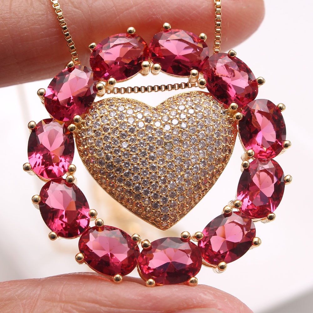 Mhs.sun valentijnsdag sieradenset voor #39 dagen met zirkonia hartvormige hanger, luxe aaa-oorbellen met cz-steentjes voor vrouwen, chokerliefhebber