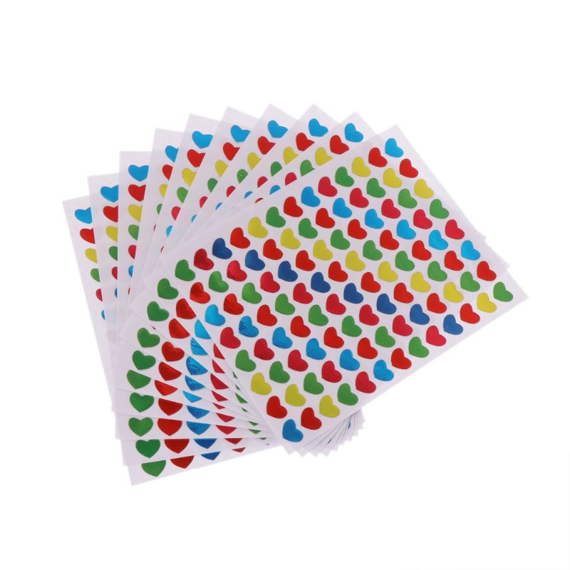 10 Sheets Heart Stickers Love Decorative Sticker Kids Envelopes Cards Craft Scrapbooking Party Favors Prize Class Rewards