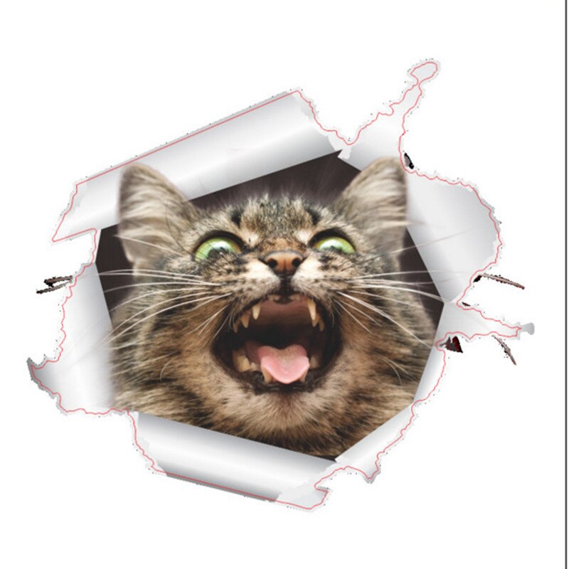 1Pcs Katten 3D Muursticker Wc Stickers Gat View Levendige Badkamer Voor Thuis Decoratie Dieren Art Sticker